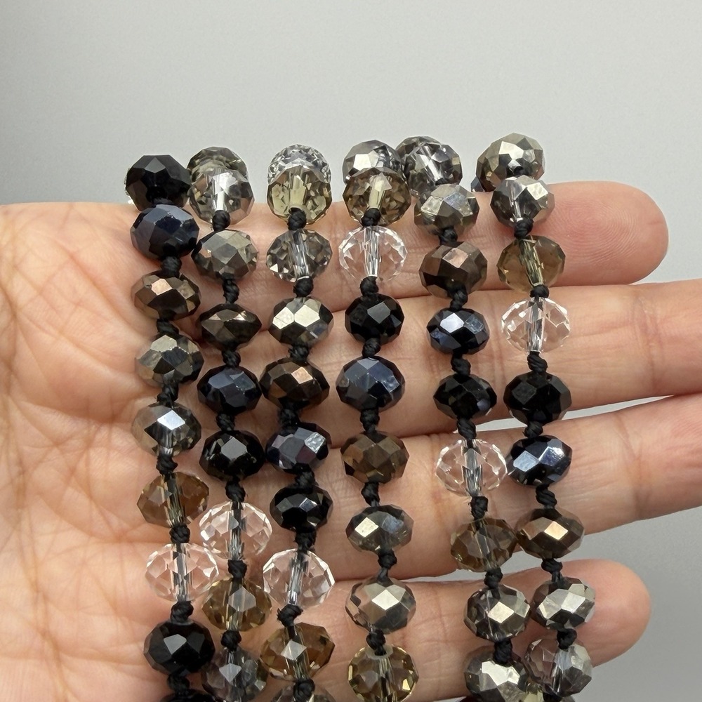 Joan Rivers Beaded Crystal Flapper Necklace 62" Clear Gray Black AB Japanned - Picture 3 of 7